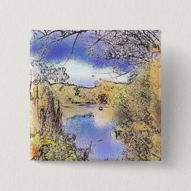 VIEWS OF ENGLAND 2 INCH SQUARE BUTTON (Front)