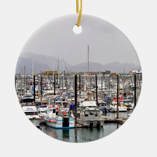 Views of Homer Alaska Ceramic Ornament (Front)