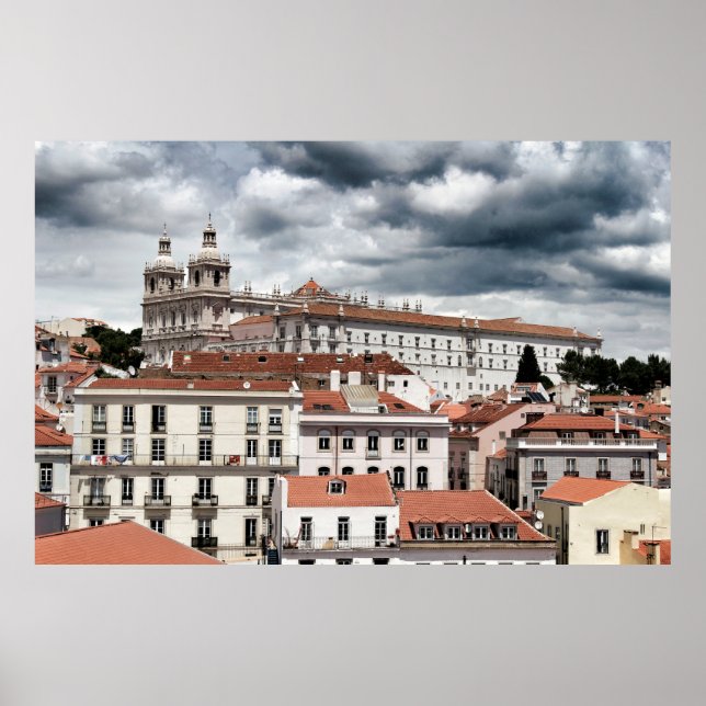 Views of Lisbon city in the morning in a cloudy da Poster (Front)