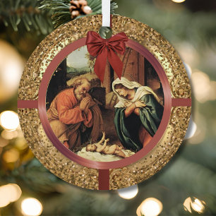 Vigil of the Nativity Christmas Eve Jesse Tree Metal Ornament
