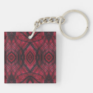 Vigilance Red Abstract Watercolor Art Keychain