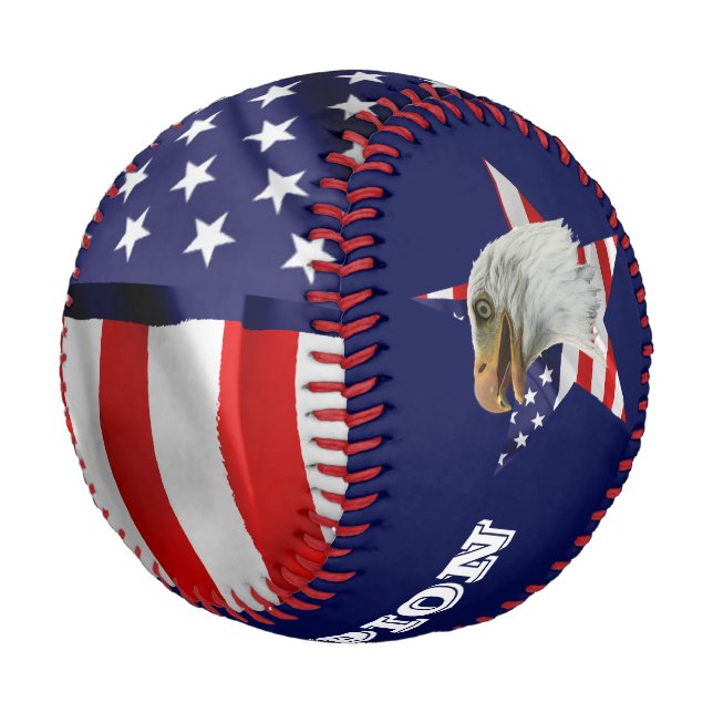 Vigilant Bald Eagle, The American Flag, Star Baseball (Angled)