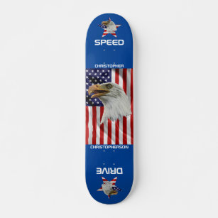 Vigilant Eagle, The American Flag, Patriotic Skateboard