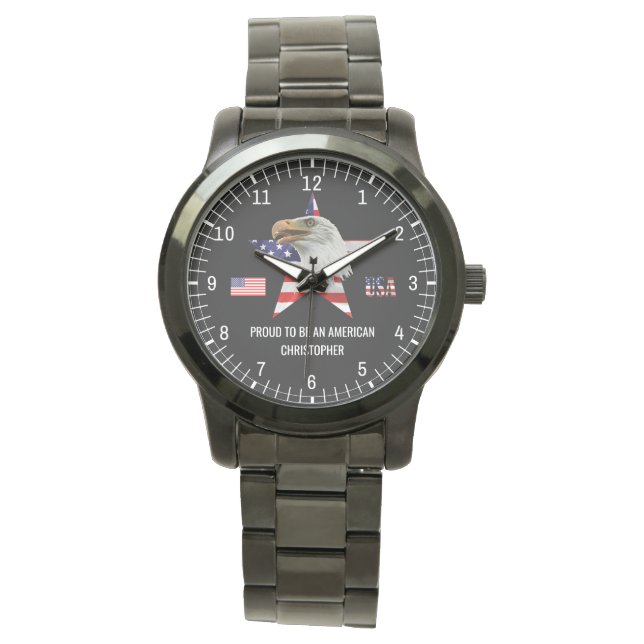Vigilant Eagle, The American Flag, Patriotic Watch (Front)