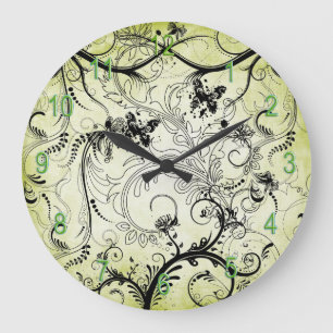 Vignes à feuilles tourbillonnant Horloge ronde