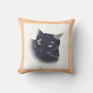 Vignette of Tortoise Shell Cat Face Pillow