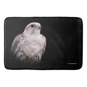 Vignetted Portrait of an Inquisitive Saker Falcon Bath Mat