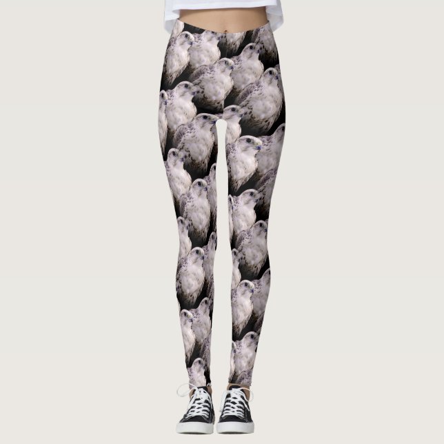 Vignetted Portrait of an Inquisitive Saker Falcon Leggings (Front)