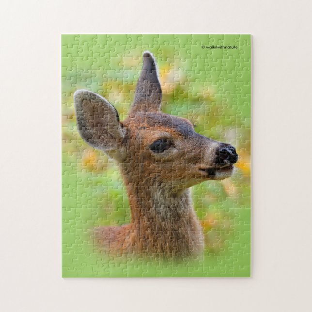 Vignetted Portrait of Smiling Blacktail Deer Fawn  Jigsaw Puzzle (Vertical)