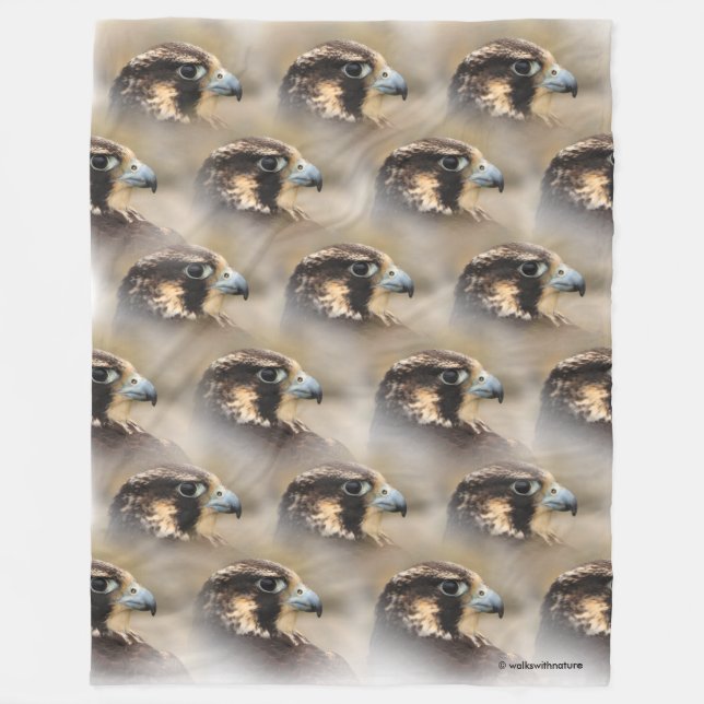 Vignetted Profile of a Peregrine Falcon Fleece Blanket (Front)