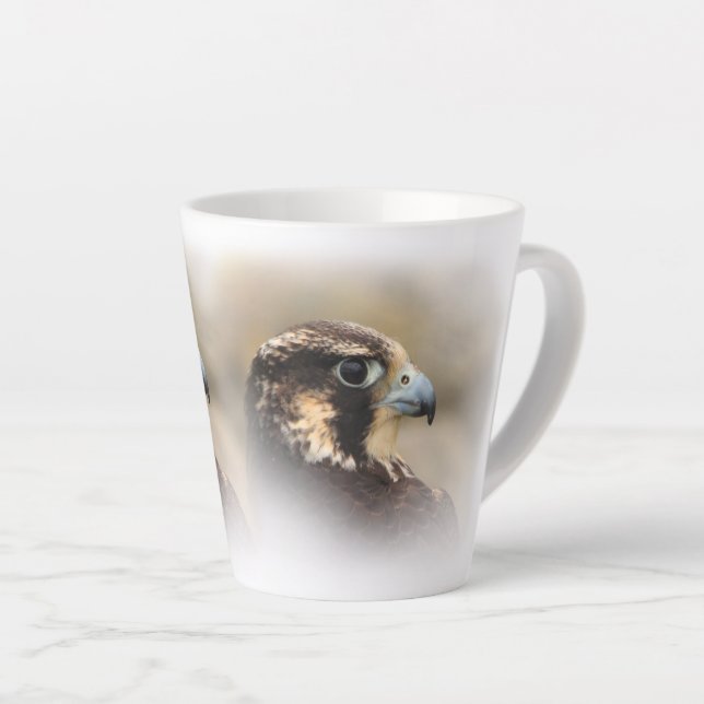 Vignetted Profile of a Peregrine Falcon Latte Mug (Right Angle)