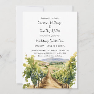 Vignoble aquarelle avec faire-part de mariage RSVP