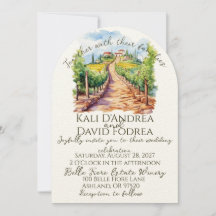 Vignoble aquarelle Faire-part de mariage