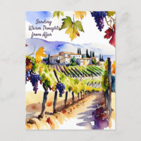 Vignoble aquarelle penser à votre carte postale