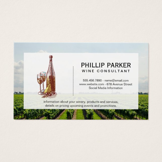 Vignoble | Bouteille de vin et verre (Devant)