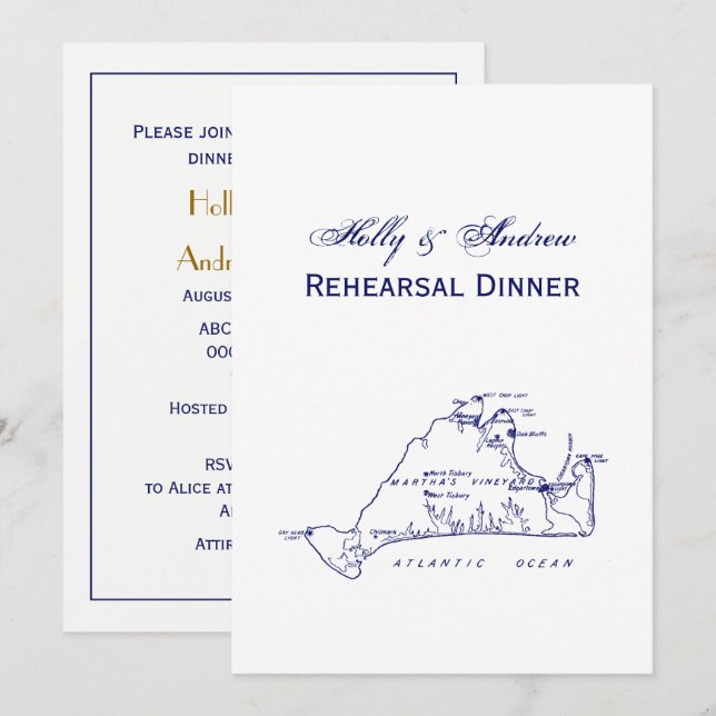 Vignoble de Martha Carte Vintage no 1 Marine Blue (Devant / Derrière)