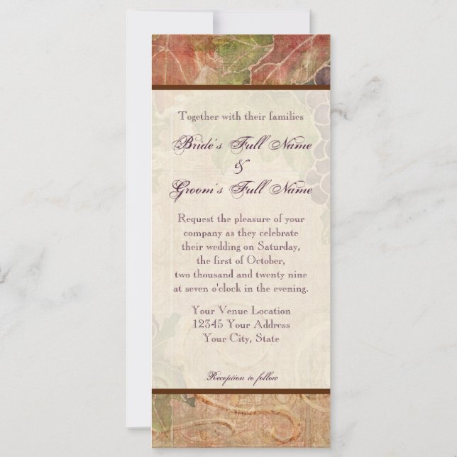 Vignoble de raisin vieilli Faire-part de mariage (Dos)