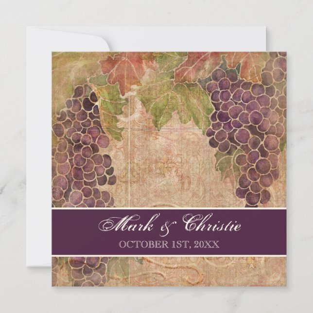 Vignoble de raisin vieilli Faire-part de mariage (Devant)