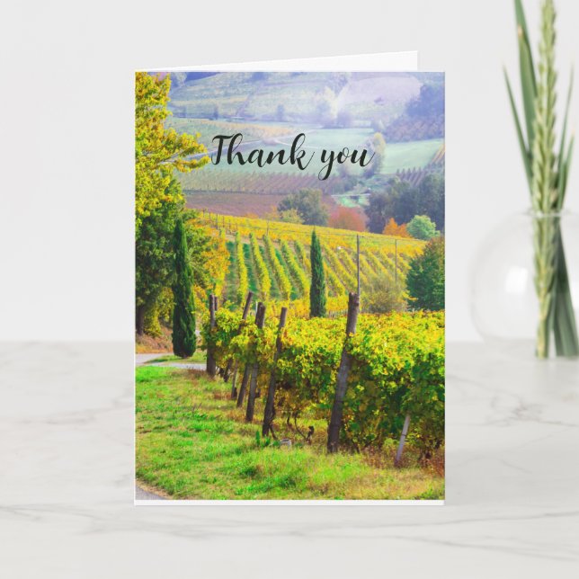Vignoble Pays de vin Merci Carte de remerciements (Devant)