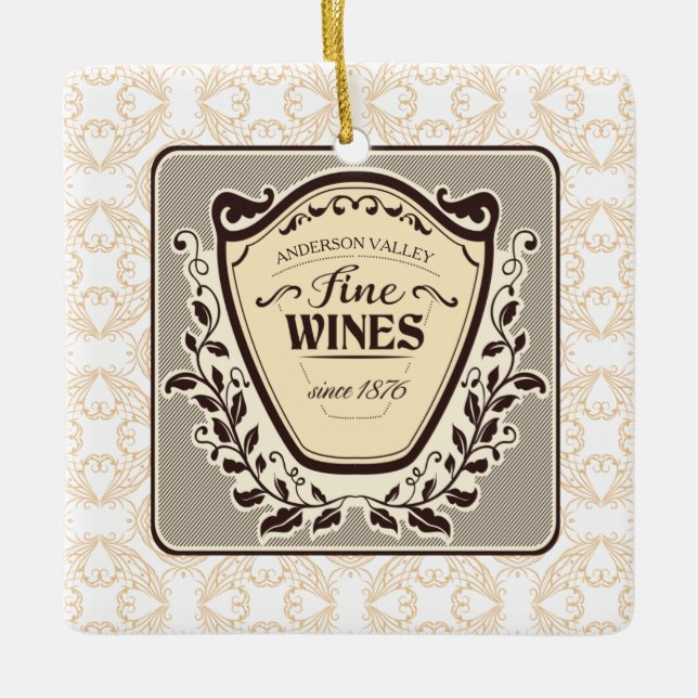 Vignoble personnalisé vin fin ornement de Noël (Devant)