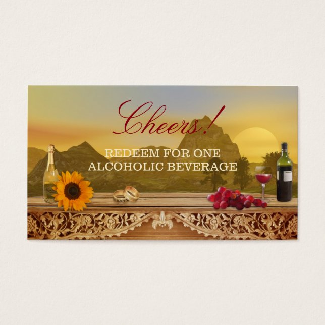 Vignoble romantique Mariage billet de boisson (Devant)