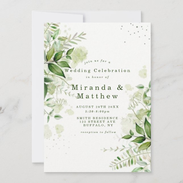 Vignoble rustique Verdure Blanc Mariage Invitation (Devant)