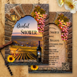 Vignoble Vin QR Code Douche nuptiale Invitation