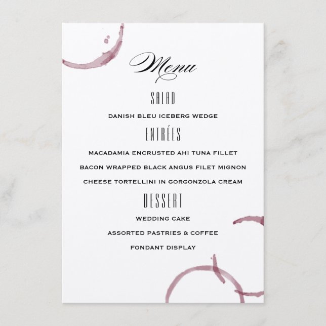 Vignobles Vignobles Menu Mariage (Devant)