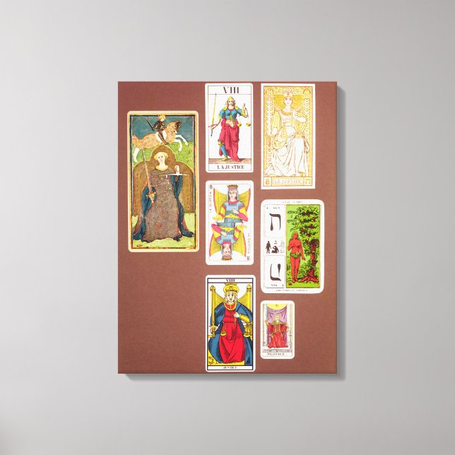 VIII Justice, seven tarot cards Canvas Print (Front)