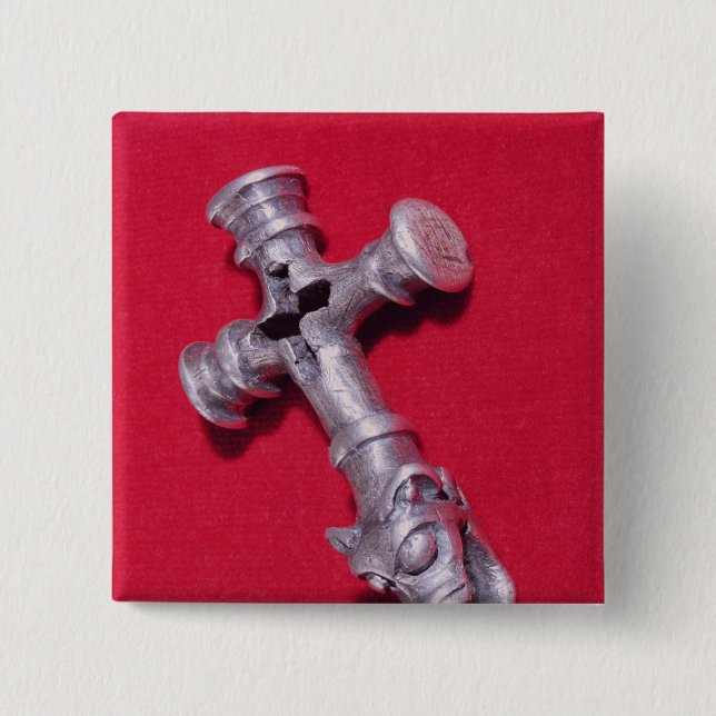 Viking amulet in the shape of a cross 2 inch square button (Front)