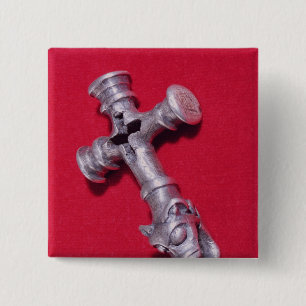 Viking amulet in the shape of a cross 2 inch square button
