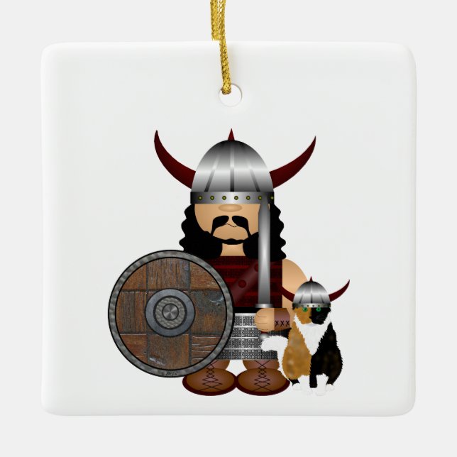 Viking and Cat Ornament (Front)