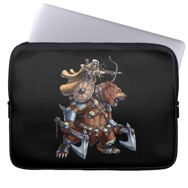 Viking Archer Riding War Bear Laptop Sleeve (Front)