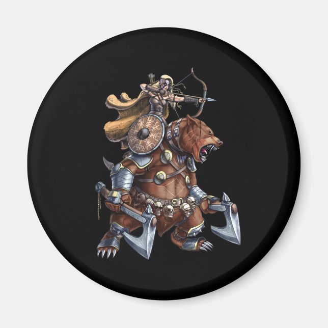 Viking Archer Riding War Bear Magnet (Front)