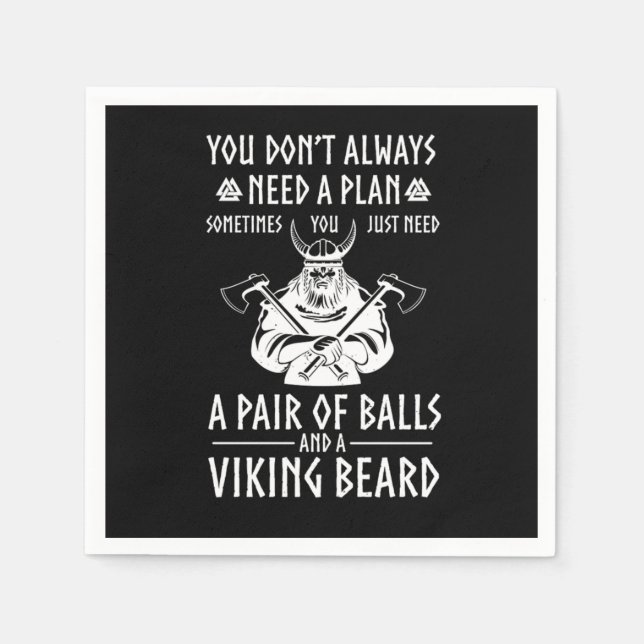 Viking Bearded Warrior Valhalla Axe Norse Mytholog Napkin (Front)