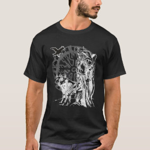 Viking Berserker Vintage Celtic Rune Raven Wolf Mo T-Shirt