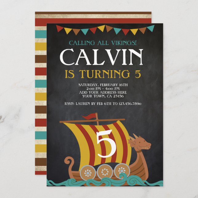 Viking Birthday Invitation (Front/Back)