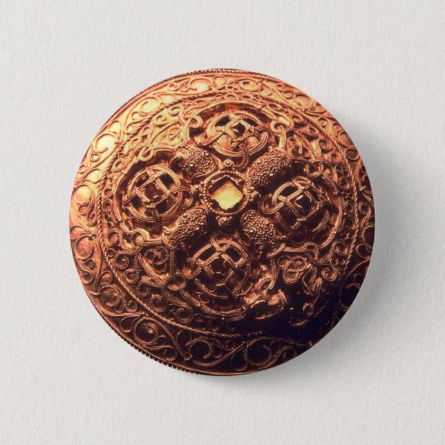 Viking brooch jewel for rich people 2 inch round button (Front)