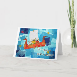 Viking Bunnies in Outer Space Card