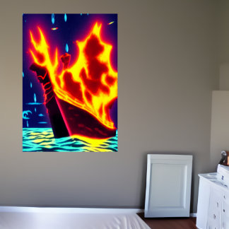 Viking burial at sea | AI Art Poster