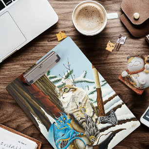 Viking Cat Blue Dragon Clipboard