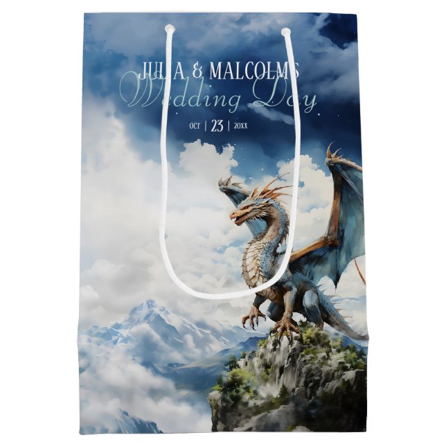 Viking Celtic Dragon Wedding or Birthday Medium Gift Bag (Back)
