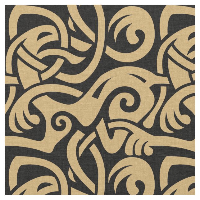 Viking Celtic Intertwining Animal Pattern Fabric (Close Up)