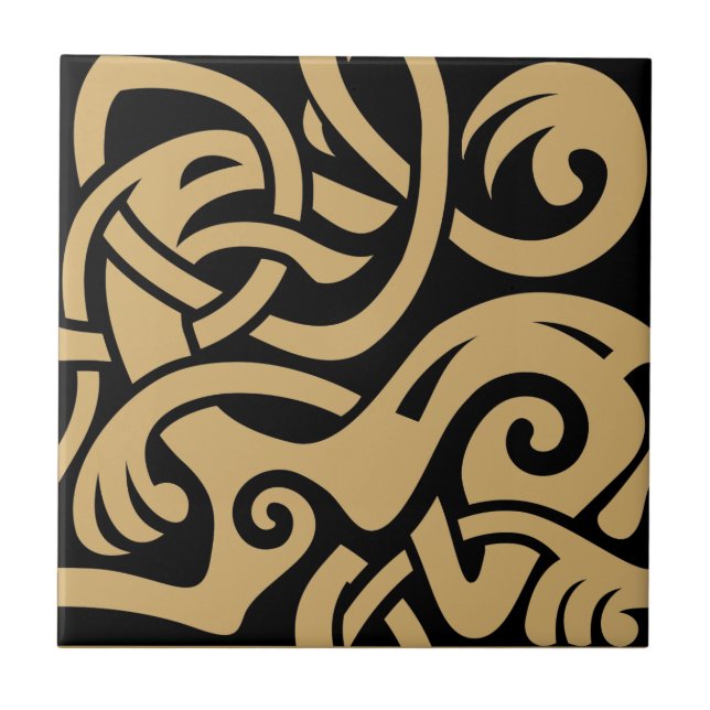 Viking Celtic Intertwining Animal Pattern Tile (Front)