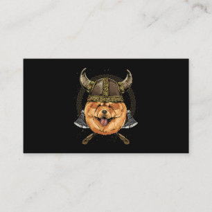 Viking Chow Chow Dog with Viking Helmet Mjolnir Ax Business Card