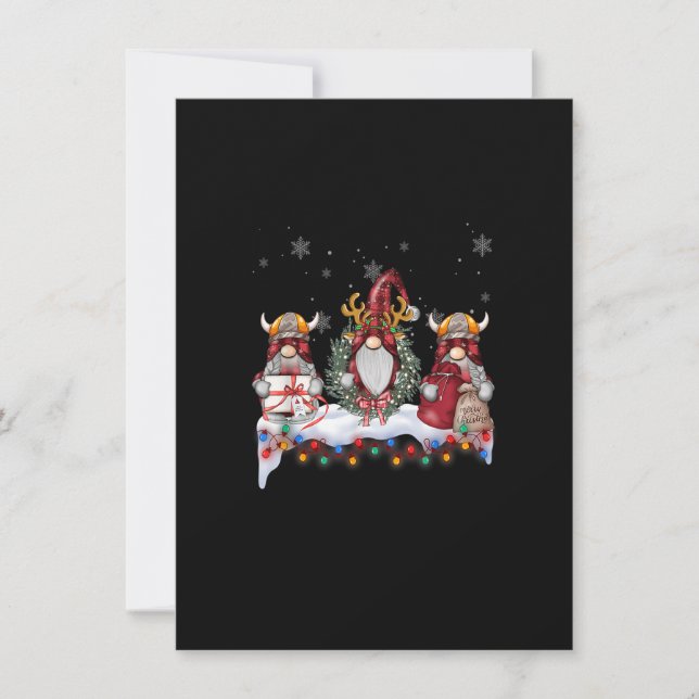 Viking Christmas Gnome Plaid Red Norse Mythology P Invitation (Front)