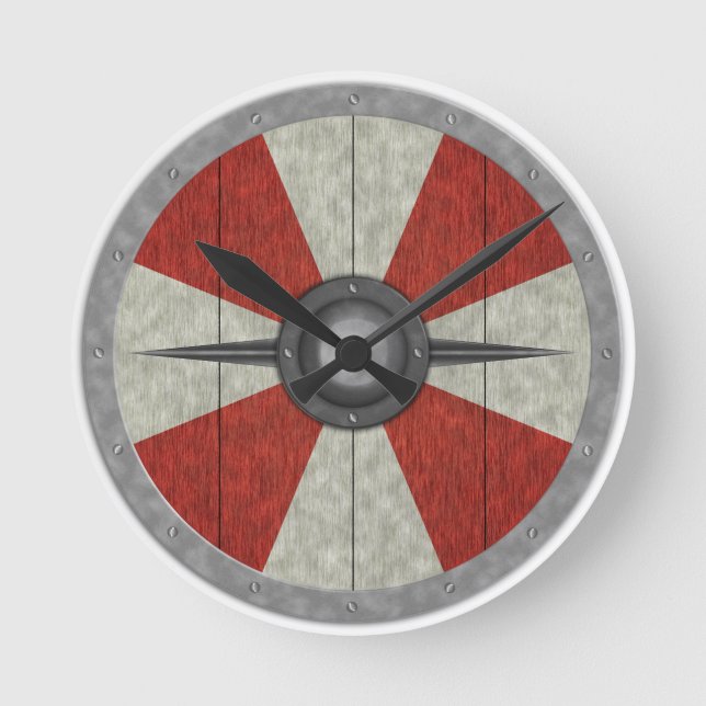 Viking Circle Shield Round Clock (Front)