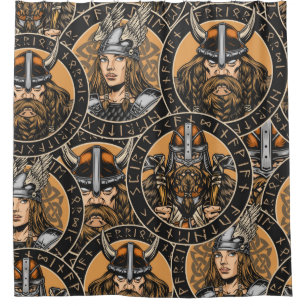 Viking colorful seamless pattern in vintage style 