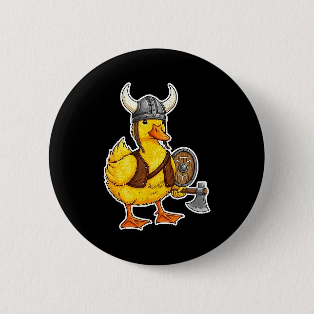 Viking Duck Funny Warrior Design  2 Inch Round Button (Front)