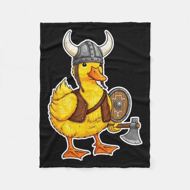 Viking Duck Funny Warrior Design  Fleece Blanket (Front)